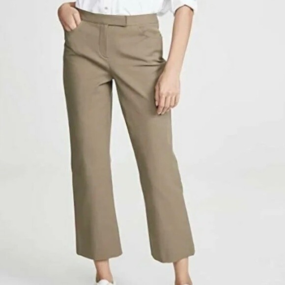 Theory Khaki Green Double Stretch cropped trouser pants women’s size XS 2 - Picture 2 of 14